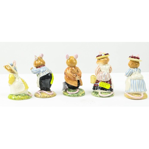 306 - Five Royal Doulton Brambly Hedge figures inc. Lord Woodmouse, Lady Woodmouse, Primrose Woodmouse, Mr... 