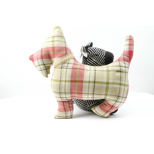 326 - Zebra doorstop and a stuffed Scottie dog in tartan