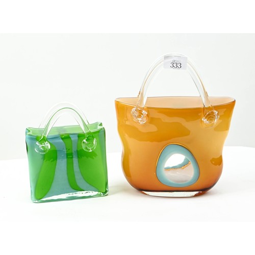 333 - Two Lauguna art glass handbags, height of tallest 25cm