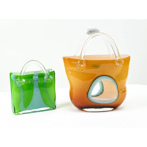 333 - Two Lauguna art glass handbags, height of tallest 25cm