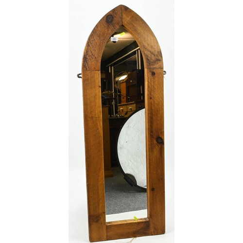 352 - Gothic arched mirror 142 x 36cm.