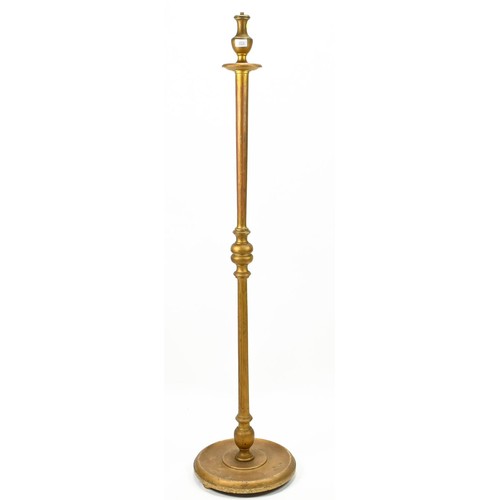 353 - Wooden standard lamp base with gilt finish. Approx 155cm high.