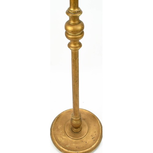 353 - Wooden standard lamp base with gilt finish. Approx 155cm high.