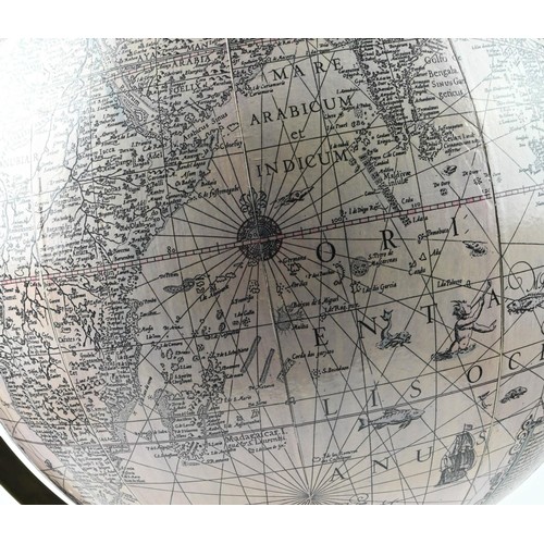 396 - Old World, Latin globe on wooden stand. Height 60cm