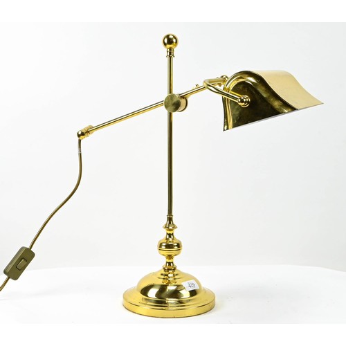 429 - Brass adjustable library lamp. Height 51cm.