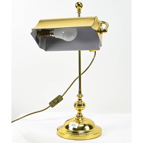 429 - Brass adjustable library lamp. Height 51cm.