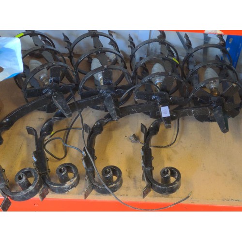 180 - Wrought iron outdoor wall light fittings x 4 