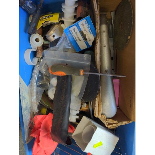 182 - Two blue boxes of tools and fitting inc. hammers, Files, Pliers Etc.