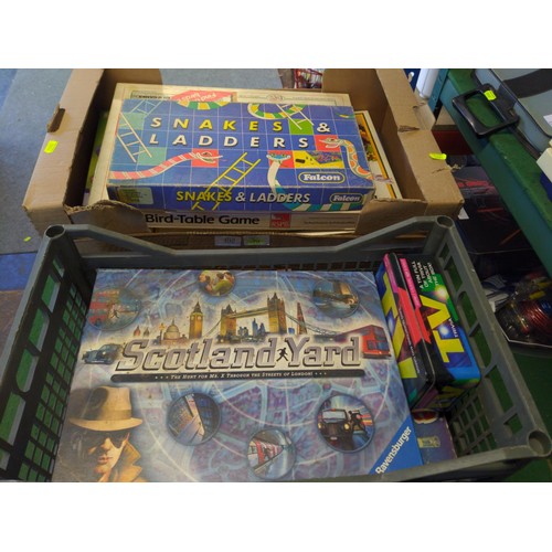 192 - Vintage boards games inc. snakes and ladders, bird table game, tv trivia etc.