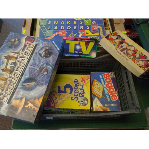 192 - Vintage boards games inc. snakes and ladders, bird table game, tv trivia etc.