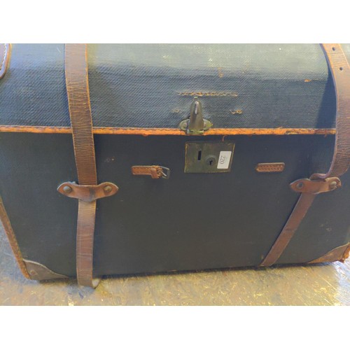 220 - Leather travel trunk with handles and GWR sticker/label to side 