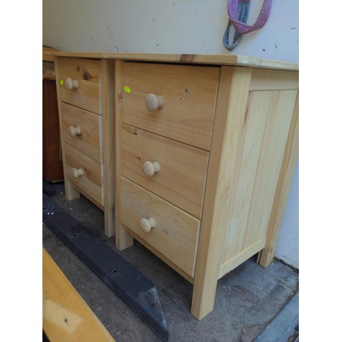 223 - Two 3 drawer pine bedside units 