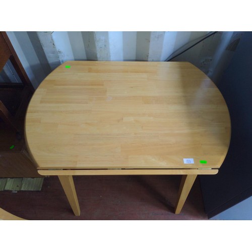 225 - Small drop leaf table with 4 leatherette chairs W92cm D65 H75cm