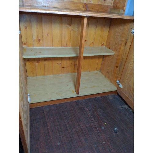 232 - Pine dresser unit with two door lower cupboard 