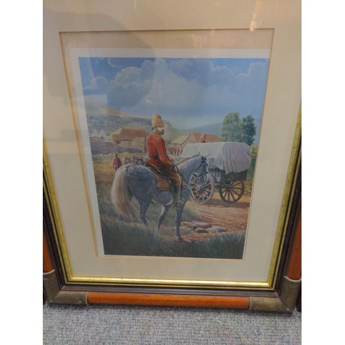 267 - Mark Churms, four framed signed limited edition prints of C19th battle scenes 45 x 54cm