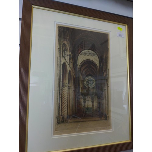 275 - Edward Sharland (1884-1967), two framed cathedral etchings: St. Paul's and Durham, both signed in pe... 