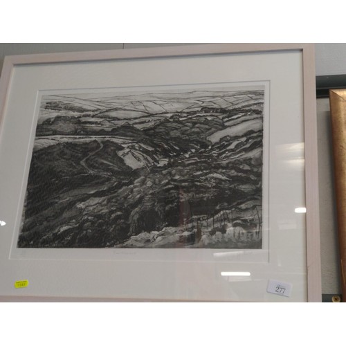 277 - Mary Gillet, signed limited edition 10/12 etching titled 'Earthwork', framed 54 x 68cm