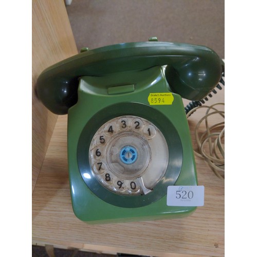 520 - Green vintage GPO rotary telephone.