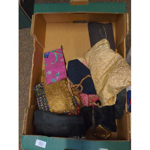 563 - Box of mixed handbags, flags and material