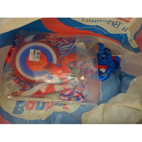 563 - Box of mixed handbags, flags and material