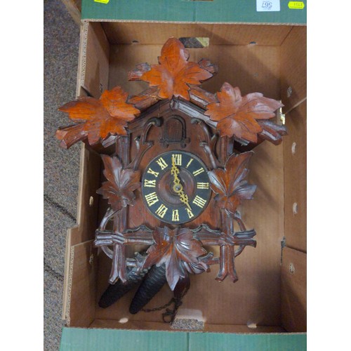 567 - Black forest style cookoo clock with weights