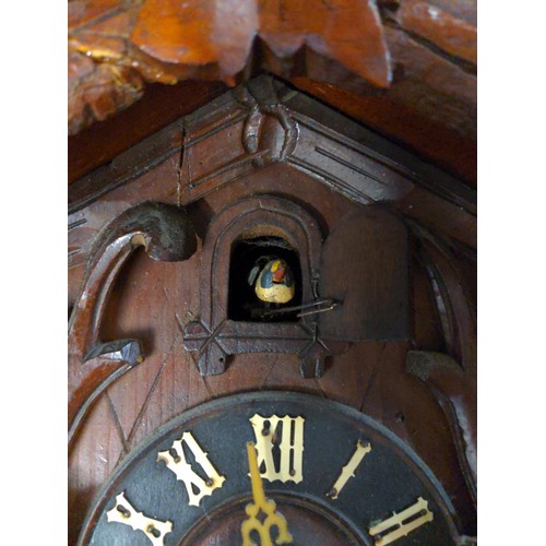 567 - Black forest style cookoo clock with weights