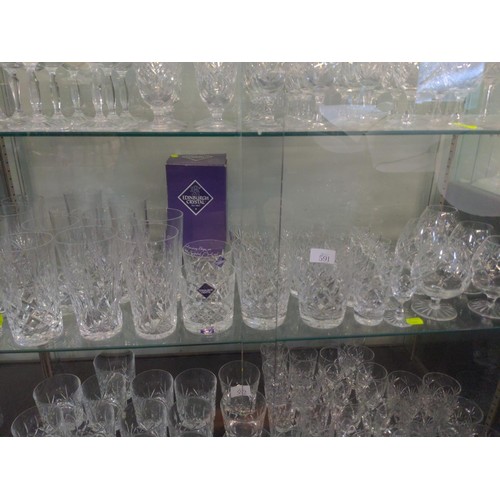 591 - Shelf of cut glass inc, Edinburgh etc..