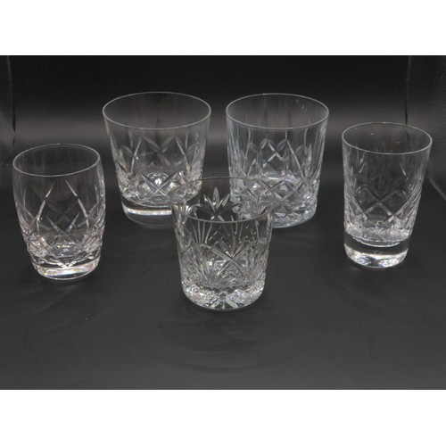 592 - Shelf of cut glass tumblers and port etc.. 