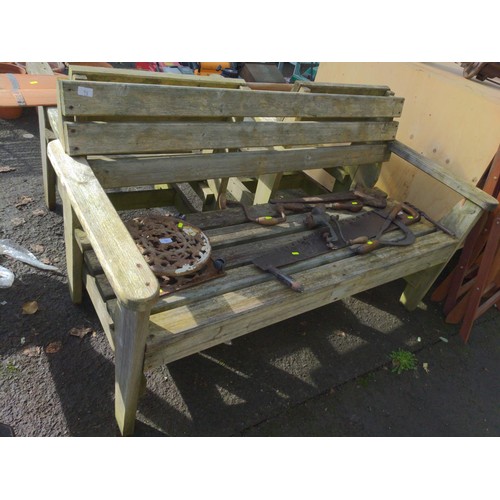 73 - Wooden garden bench from Tavistock woodland sawmills W160cm x D69cm x H87cm