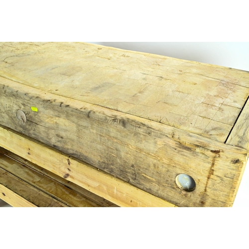 365 - Large butchers block with bespoke made wooden stand. W122 D61 H84cm