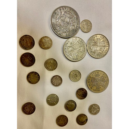 735 - Various Pre-1947 silver coins, including a 1937 crown, gross weight 93.8 grams