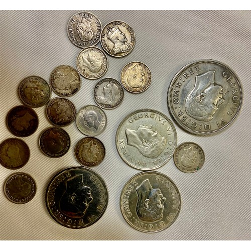 735 - Various Pre-1947 silver coins, including a 1937 crown, gross weight 93.8 grams