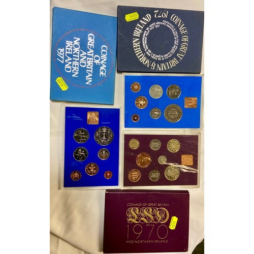 733 - Three Royal Mint coins sets, including 1970, 1972 and 1977