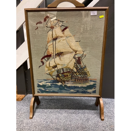 750 - Tapestry fire screen W53 H80cm