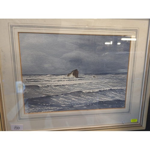 290 - John Challis, watercolour titled 'Thurlestone Rock', signed lower right and dated '90, framed 42 x 5... 