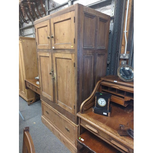 369 - Victorian pine housekeepers cupboard. W109 x D65cm x H196.5