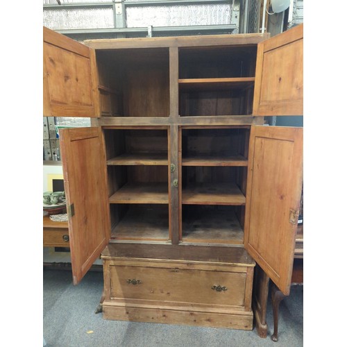 369 - Victorian pine housekeepers cupboard. W109 x D65cm x H196.5