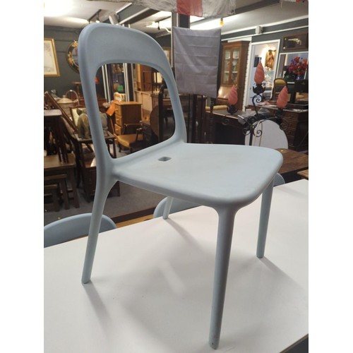 390A - Ikea Urban pale blue chairs x 6 Molded form.