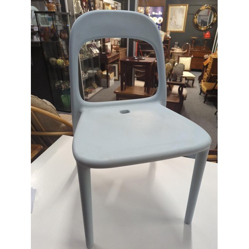 390A - Ikea Urban pale blue chairs x 6 Molded form.