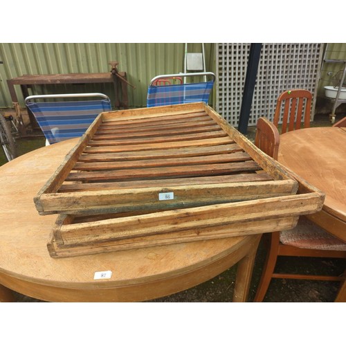 86 - 3 large wooden bakers trays 110 x 68 x 6cm