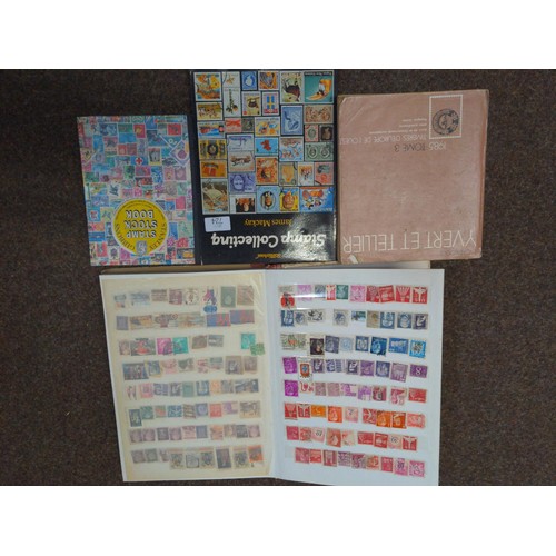 724 - Stamp album, half filled with world stamps together with Collectors reference books & empty albu... 