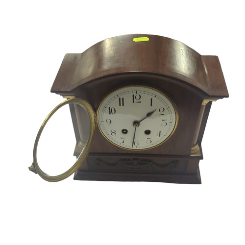 192 - Two wooden mantel clocks, one in slate style inc. French