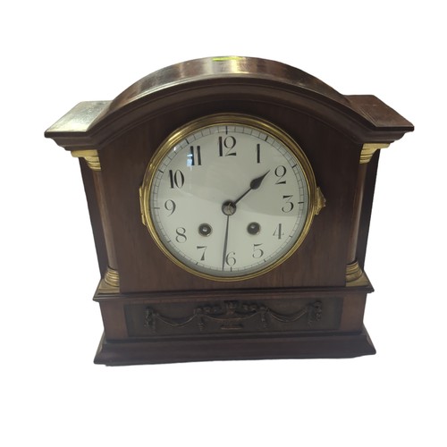 192 - Two wooden mantel clocks, one in slate style inc. French