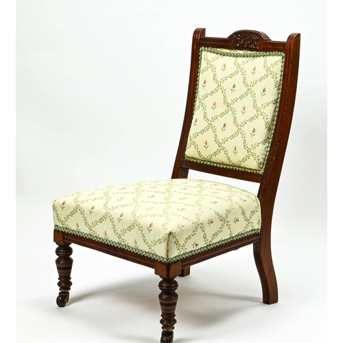 82 - Edwardian castor fronted low bedroom chair