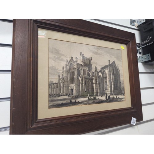 120 - Engraving of an abbey in oak frame, after S. Read 54 x 68cm