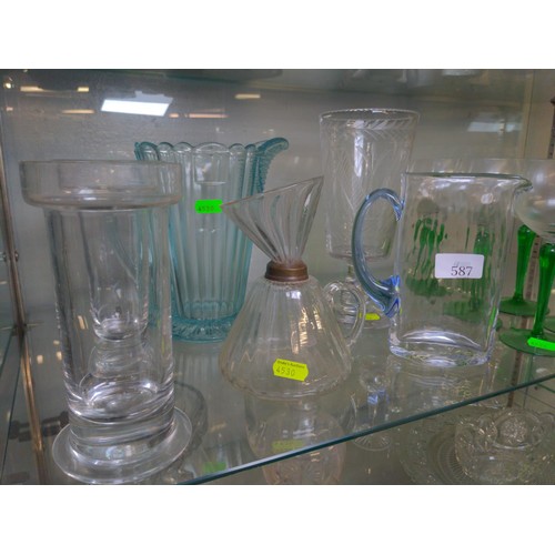 301 - Assorted glass ware inc, candle holders, celery glass etc..,