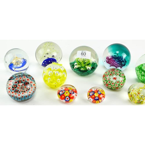 60 - Glass paper weights inc. mille fiore and Caithness 11 in total