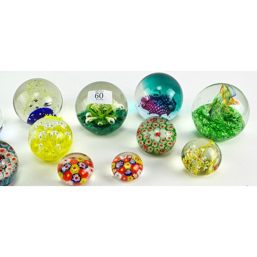 60 - Glass paper weights inc. mille fiore and Caithness 11 in total