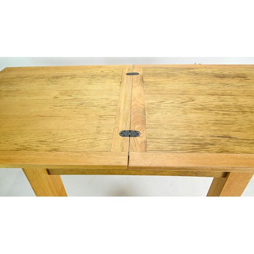 63 - Modern pale oak extending dining table, un-extended L85 x D85 x H77cm