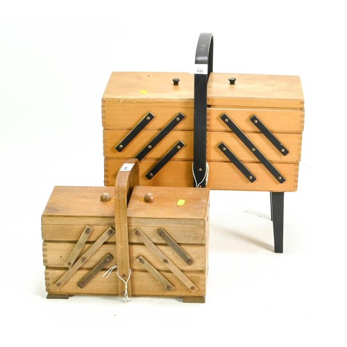 66 - Two concertina work boxes, largest L43